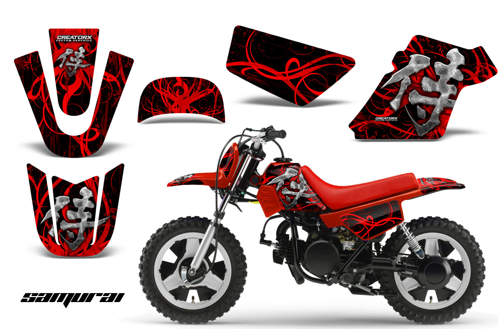 Yamaha PW 50 Graphics Kit Samurai Red Black RB